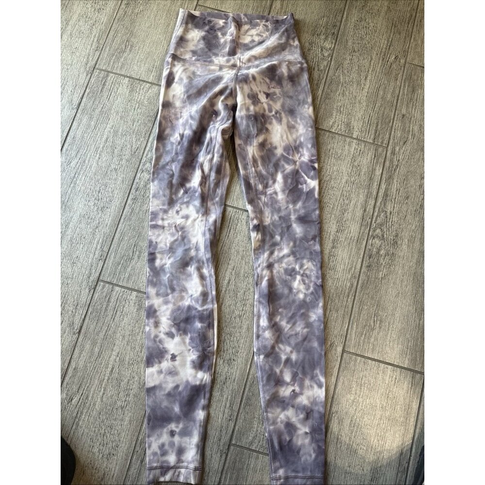 Lulu Align HR 25" Yoga Pant - Tie Dye Leggings w/ Logo Sz 2 Purple